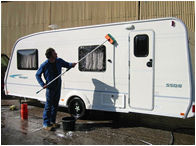 Washing a caravan before it goes into storage