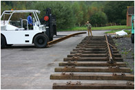 Laying 60 ft lengths of 113A railway track at Westfield Park